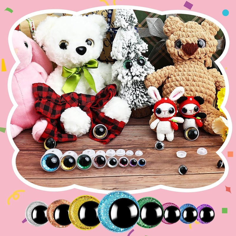 KIGEAPUEL 160PCS Large Safety Eyes for Amigurumi Safety Eyes for Crocheting for DIY Dolls Puppets Bear Crafts Animals Amigurumi Making Supplies(12-30MM) - Image 3